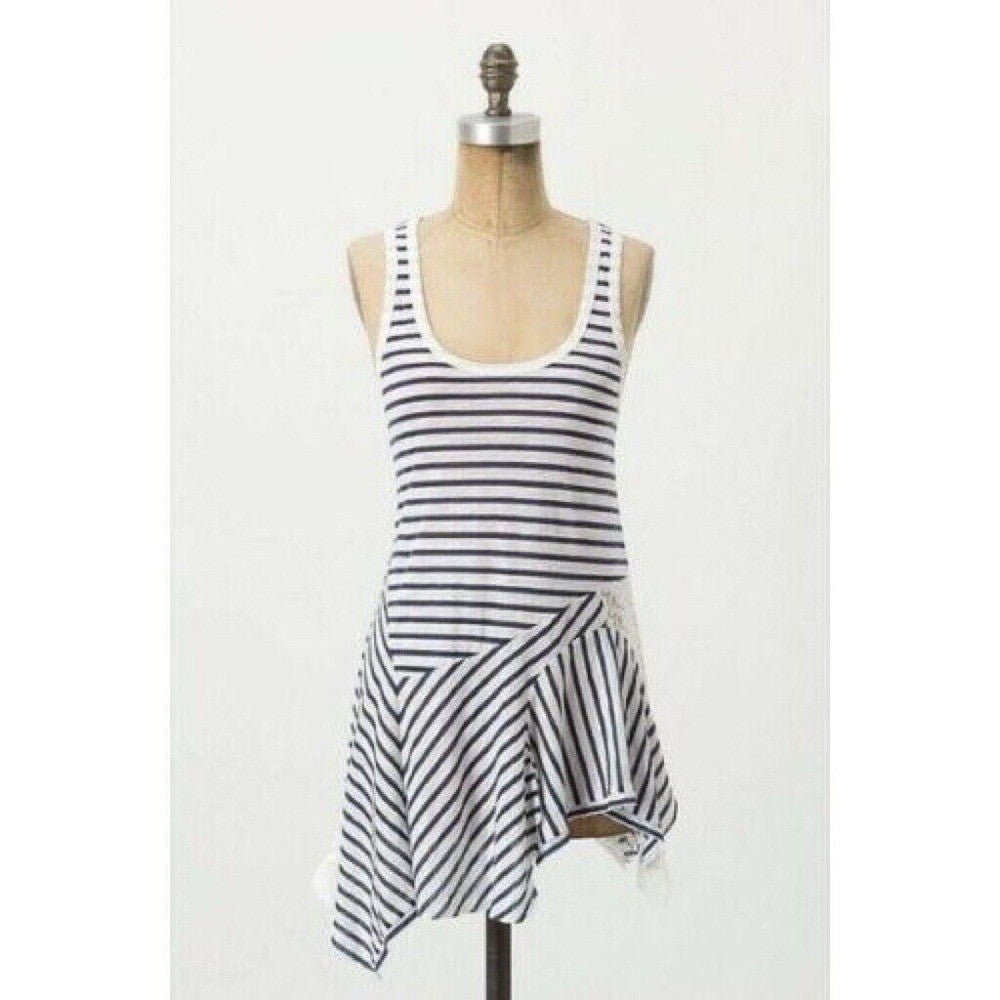 Anthropologie RIC RAC Eliza Racer Back Lace Stripe Tank Top Knit Small