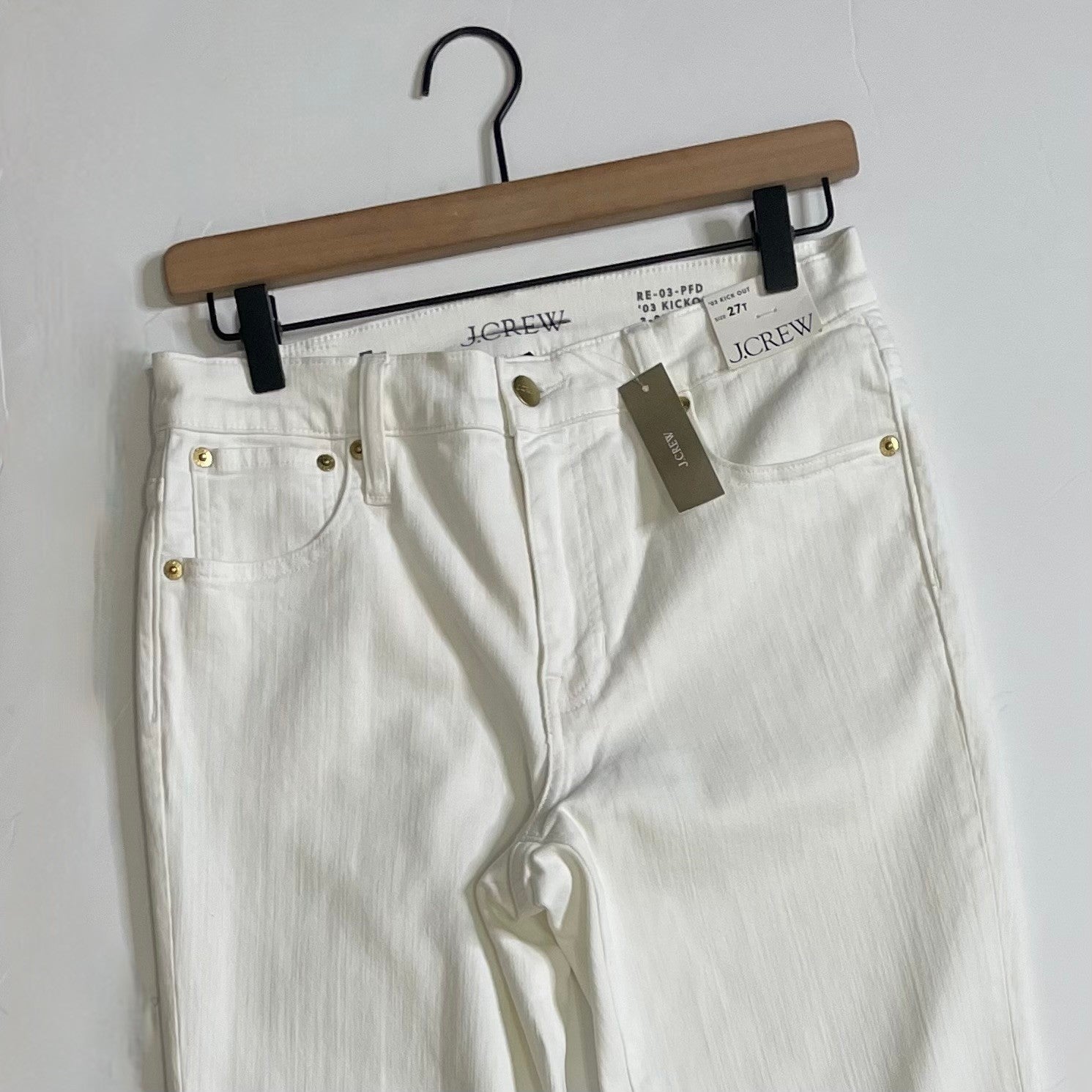 NWT!! J. CREW Mid Rise Kickout Jeans Denim White Stretch Solid Cropped 27 Tall
