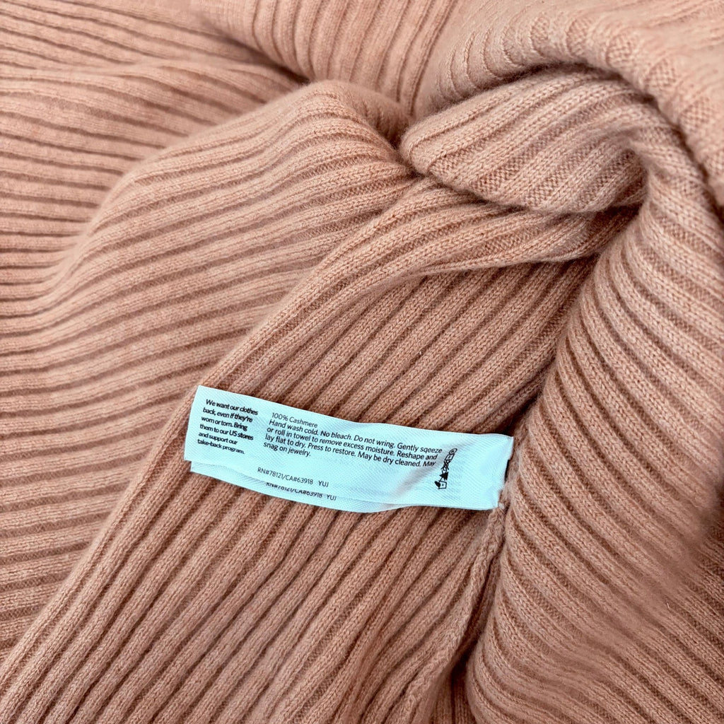 EILEEN FISHER Rose 100% Cashmere Ribbed Knit Jumper Sweater V-Neck Small Petite