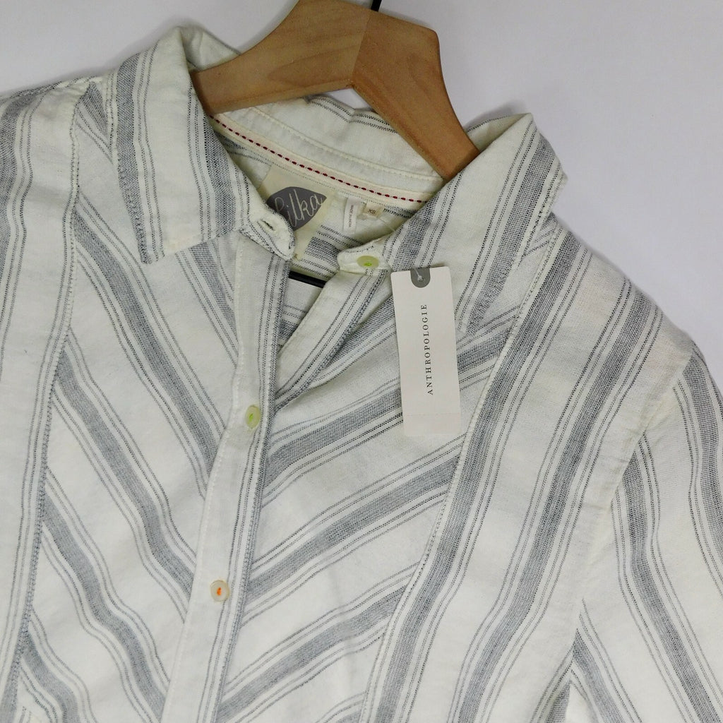 NWT!! Anthropologie LILKA Windrift Stripe Button Down Shirt Top Cotton X-Small