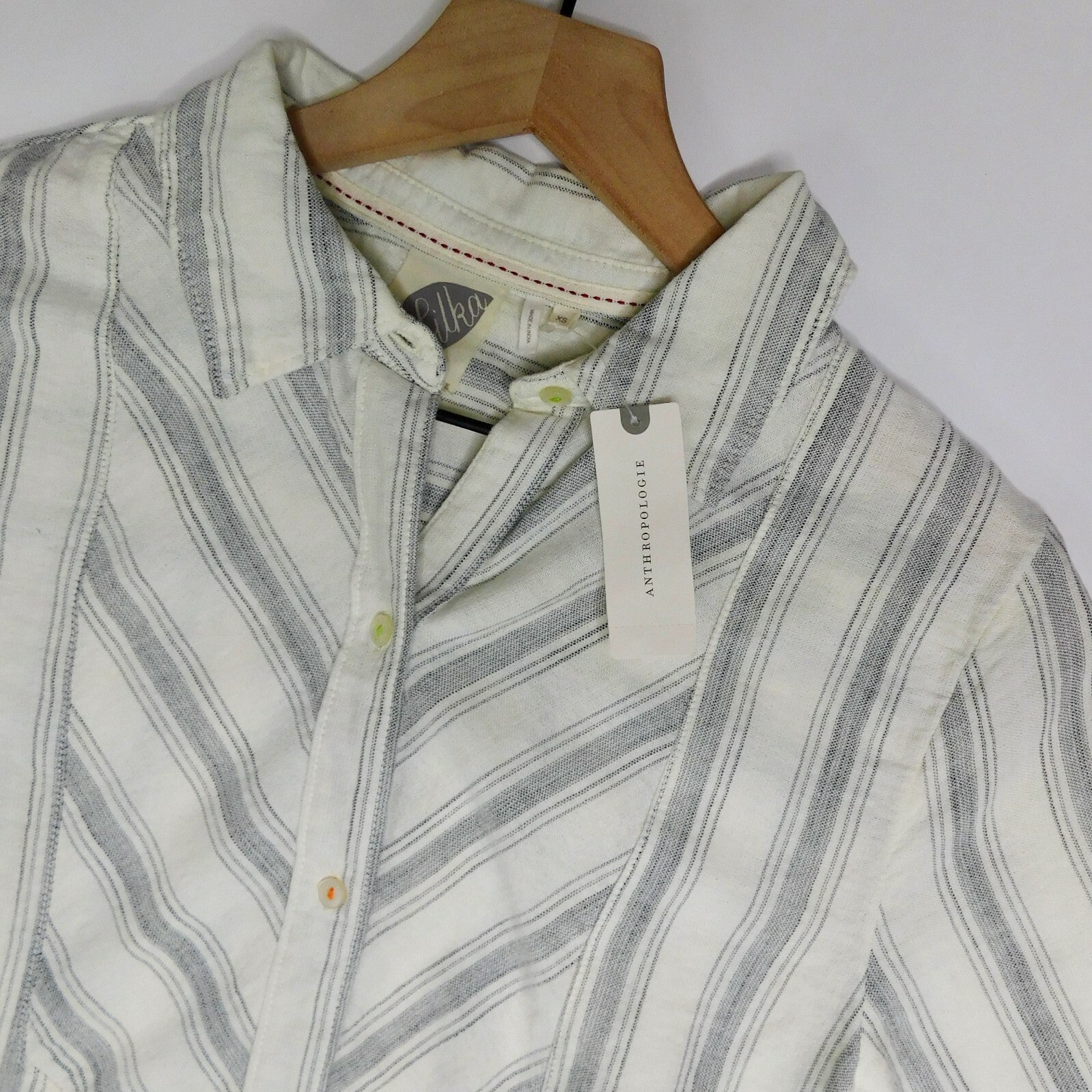NWT!! Anthropologie LILKA Windrift Stripe Button Down Shirt Top Cotton X-Small