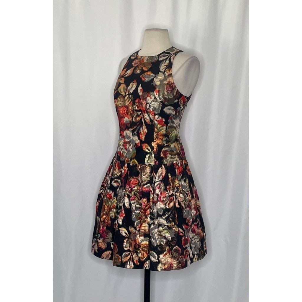 Anthropologie LEIFSDOTTIR Adelita Floral Brocade Metallic Dress Party Size 2