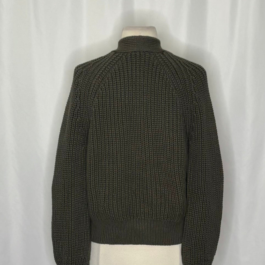 EVERLANE The Texture Cotton Cardigan Sweater Raglan Kambaba Green Knitwear Small