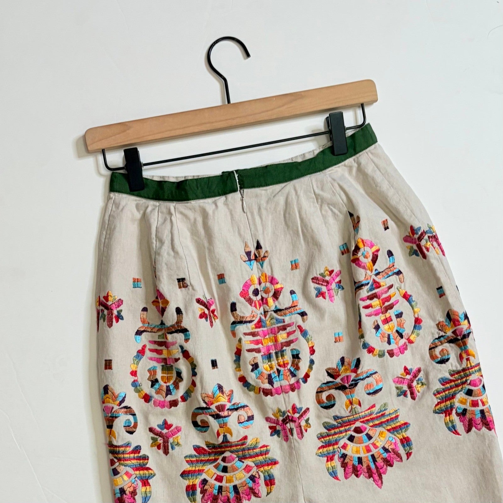 Anthropologie COREY LYNN CALTER Majestic Medallions Embroidered Skirt Linen 4