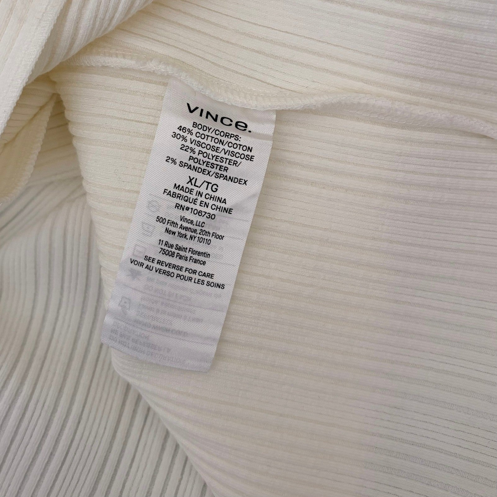 VINCE Pearl Button Cardigan Sweater Off White Ribbed Cropped V Neck X-Large