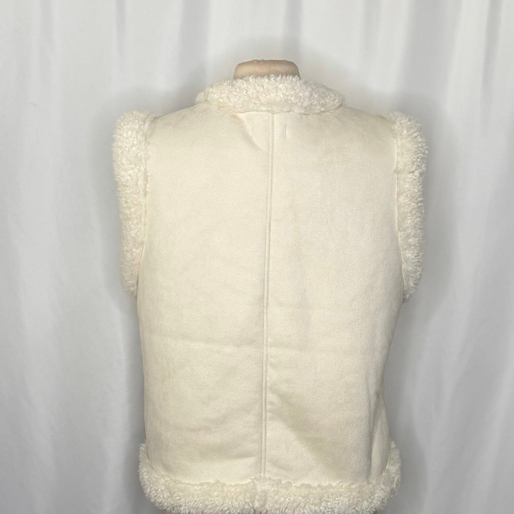 HOUSE OF HARLOW 1960 Floral Paisley Embroidered Faux Fur Vest Bohemian One Size