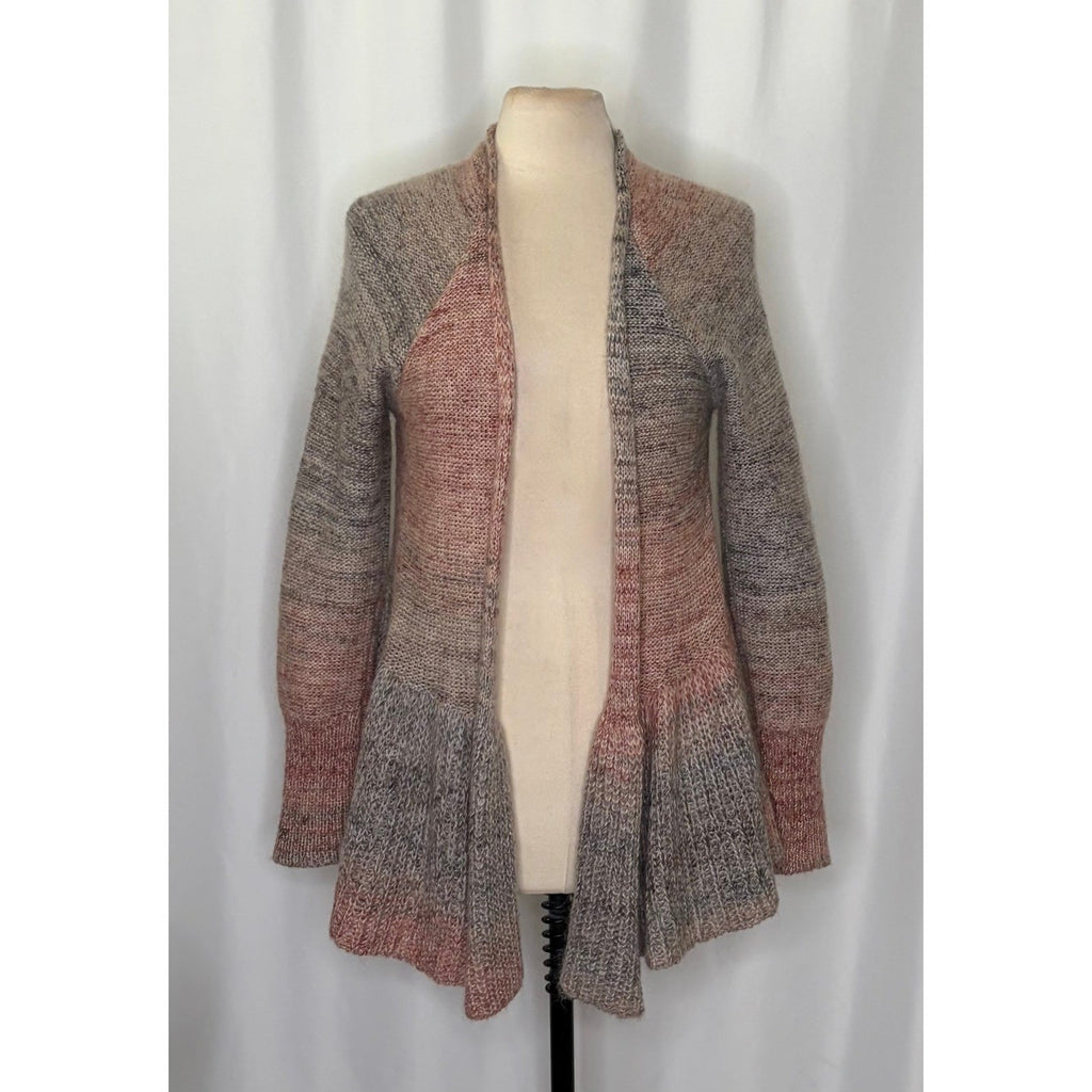 Anthropologie KNITTED & KNOTTED Cody Open Cardigan Peplum Mohair Wool Small