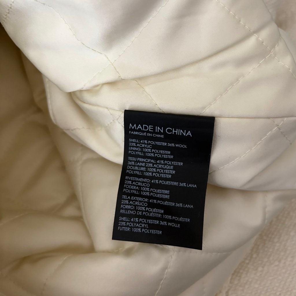 NWT!! CLUB MONACO Quilted Boucle Long Coat Manteaux White Ivory Solid X-Small