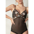 INTIMISSIMI Snake Charmer Embroidered Bodysuit Chevron Lace Lingerie Small