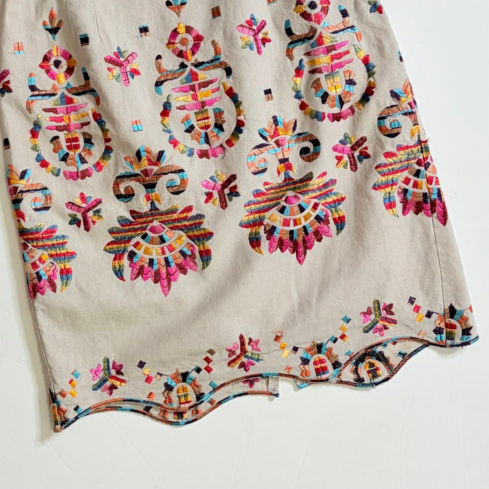 Anthropologie COREY LYNN CALTER Majestic Medallions Embroidered Skirt Linen 4