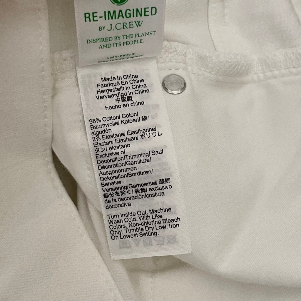 NWT!! J. CREW '96 Slim Wide Jeans Retro Raw Hems Solid White Preppy Frayed 33