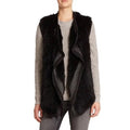 VINCE Rex Rabbit Fur Drape Front Sweater Vest Mixed Materials Knit Back X-Small