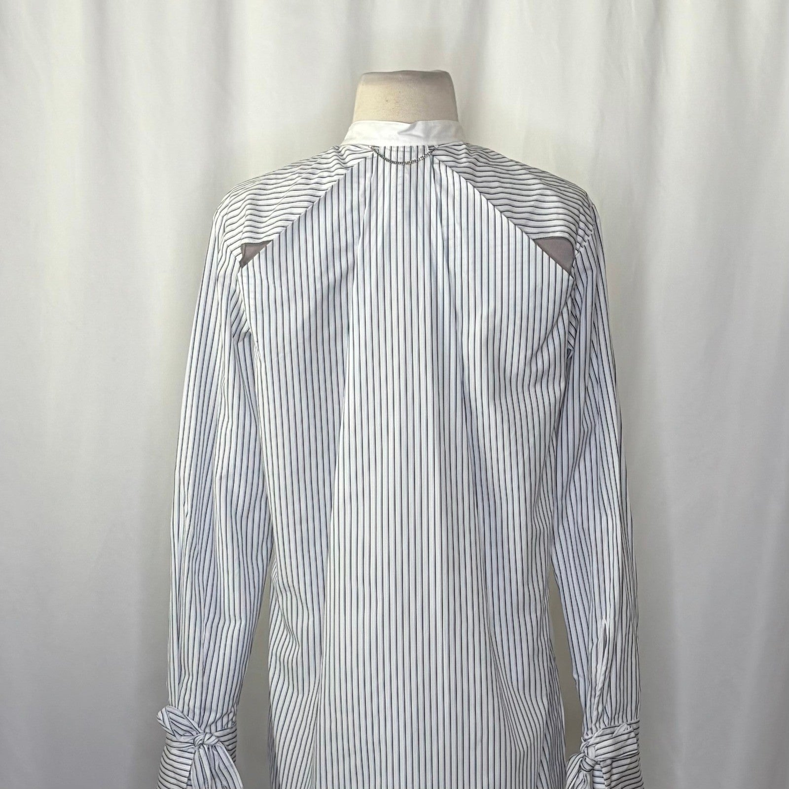 RAG & BONE Dylan Silk Tie Sleeve Striped Blouse Blue White Popover Poplin Small
