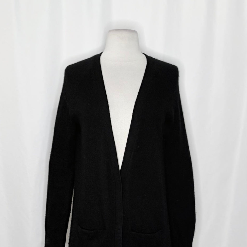 MARGARET O'LEARY Black Cashmere Cardigan Sweater Solid Buttons Pockets X-Small
