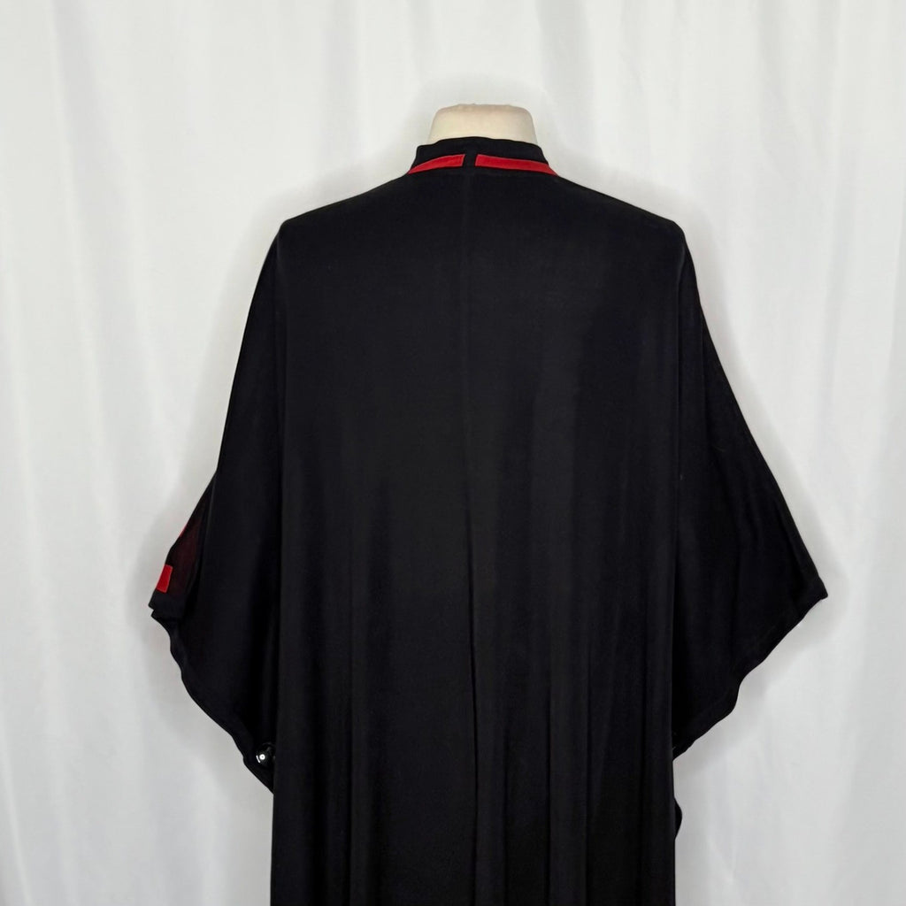 MISOOK Poncho Cape Sweater Red Black Knitwear Button Sides Geometric X-Large