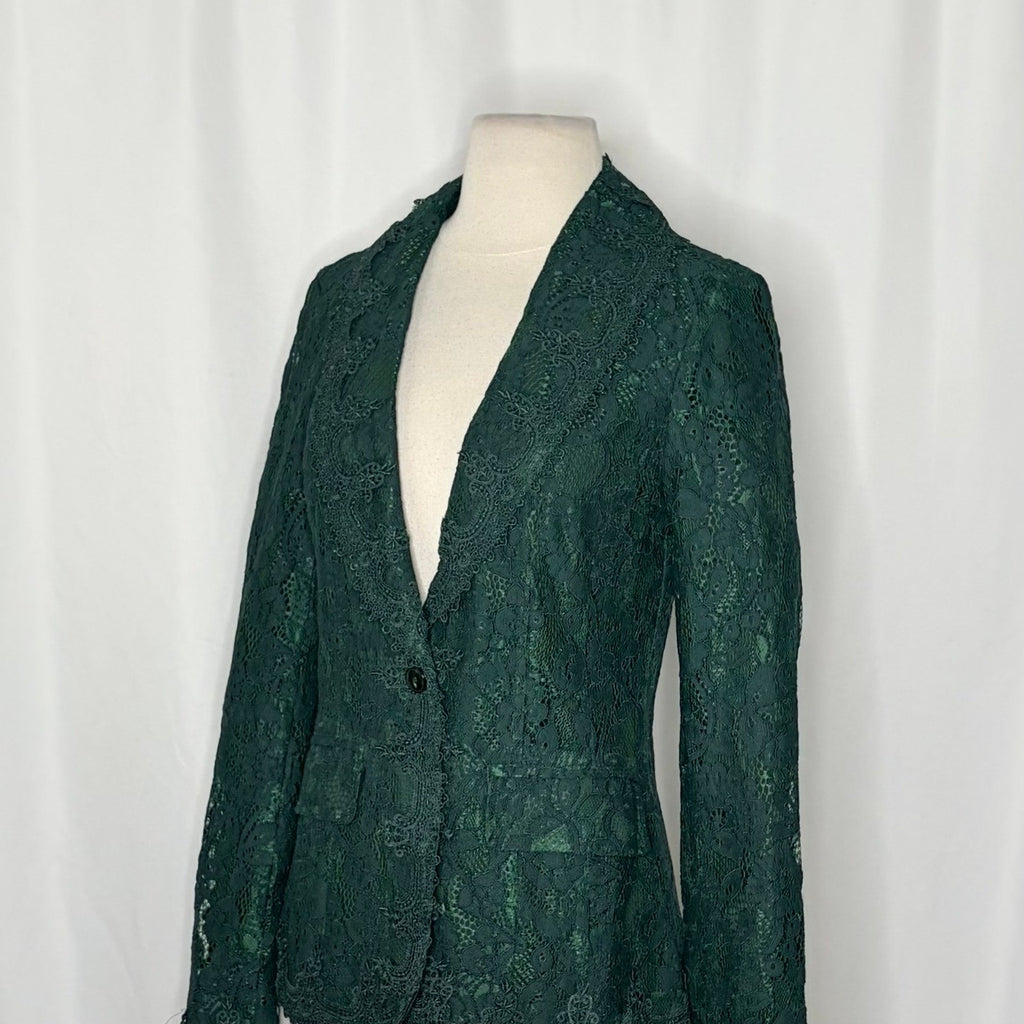 NEW!! SUNDANCE Emerald Green Verde Lace Blazer Jacket Coquette Lacey X-Small