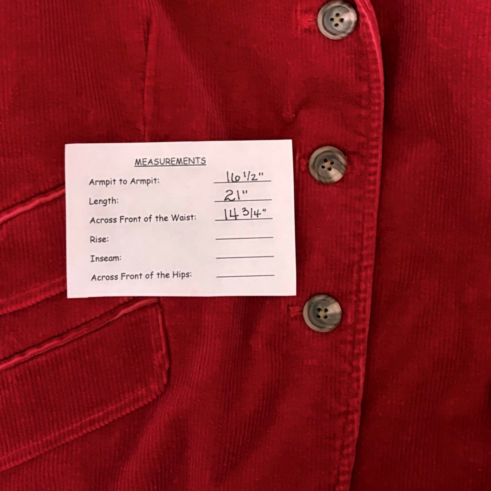 RALPH LAUREN BLUE LABEL Red Corduroy Blazer Jacket Preppy Academia Size 2
