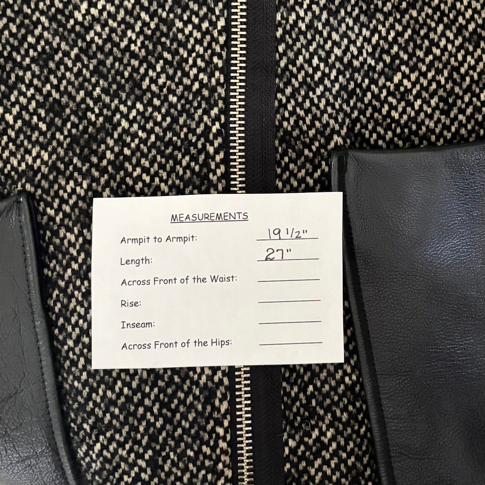 MAJE Ribiera Leather Tweed Coat Moto Inspired Pockets Zipper Size 38 US Medium