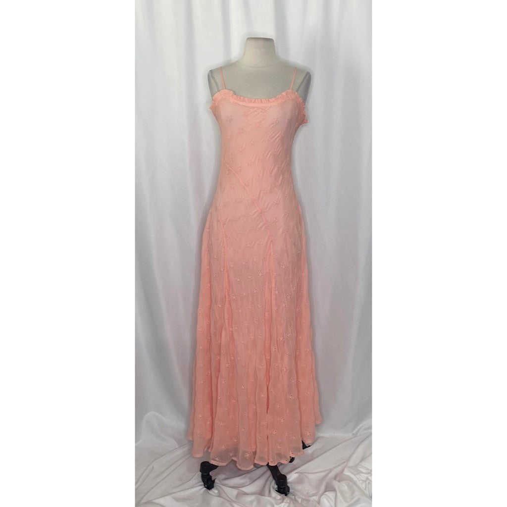 NWT!! J. CREW Collection Eyelet Maxi Slip Dress Blushed Peach Pink Fairy Size 6
