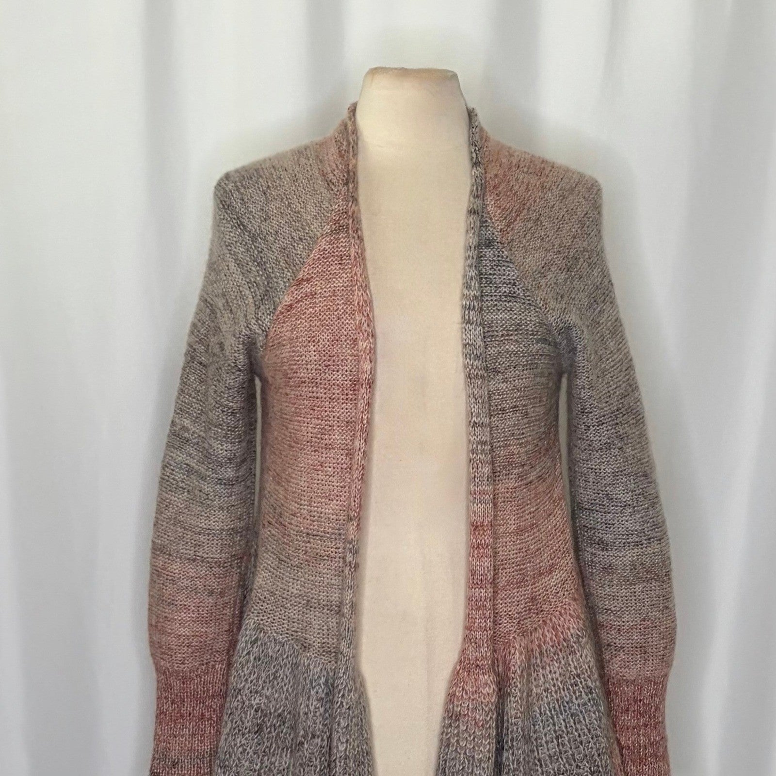 Anthropologie KNITTED & KNOTTED Cody Open Cardigan Peplum Mohair Wool Small