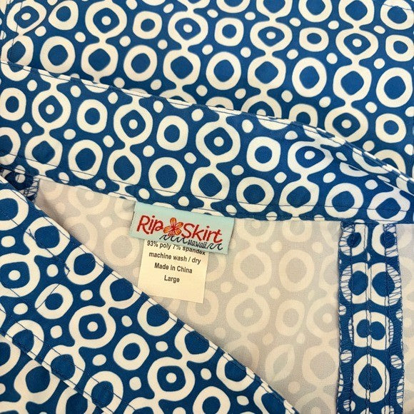 RIPSKIRT Hawaii Rip Skirt Length 2 Wrap Skirt Blue Dot Dot Dot Geometric Large