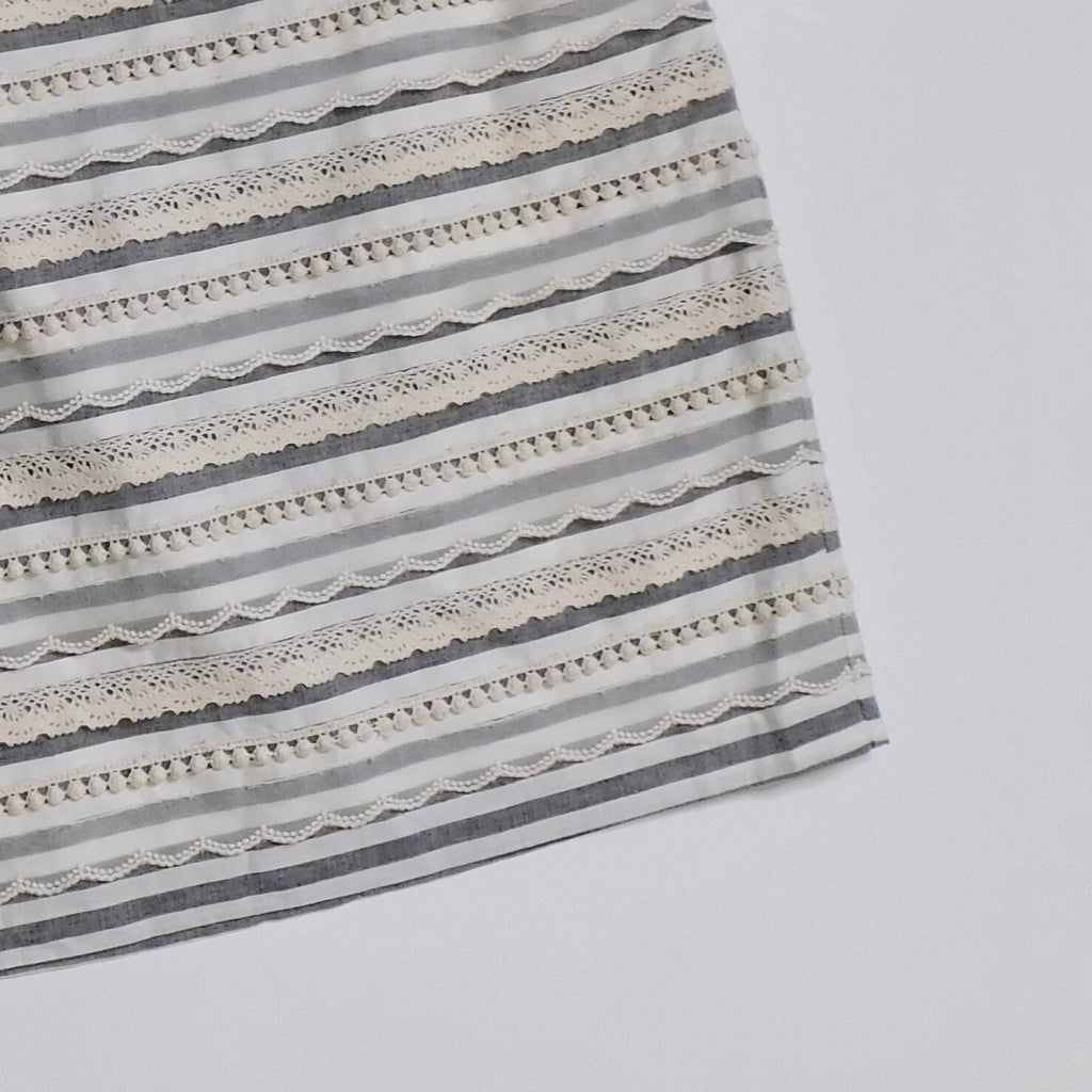 Anthropologie TABITHA Sailing Lace Pencil Skirt Striped Crochet Lace Scallops 6