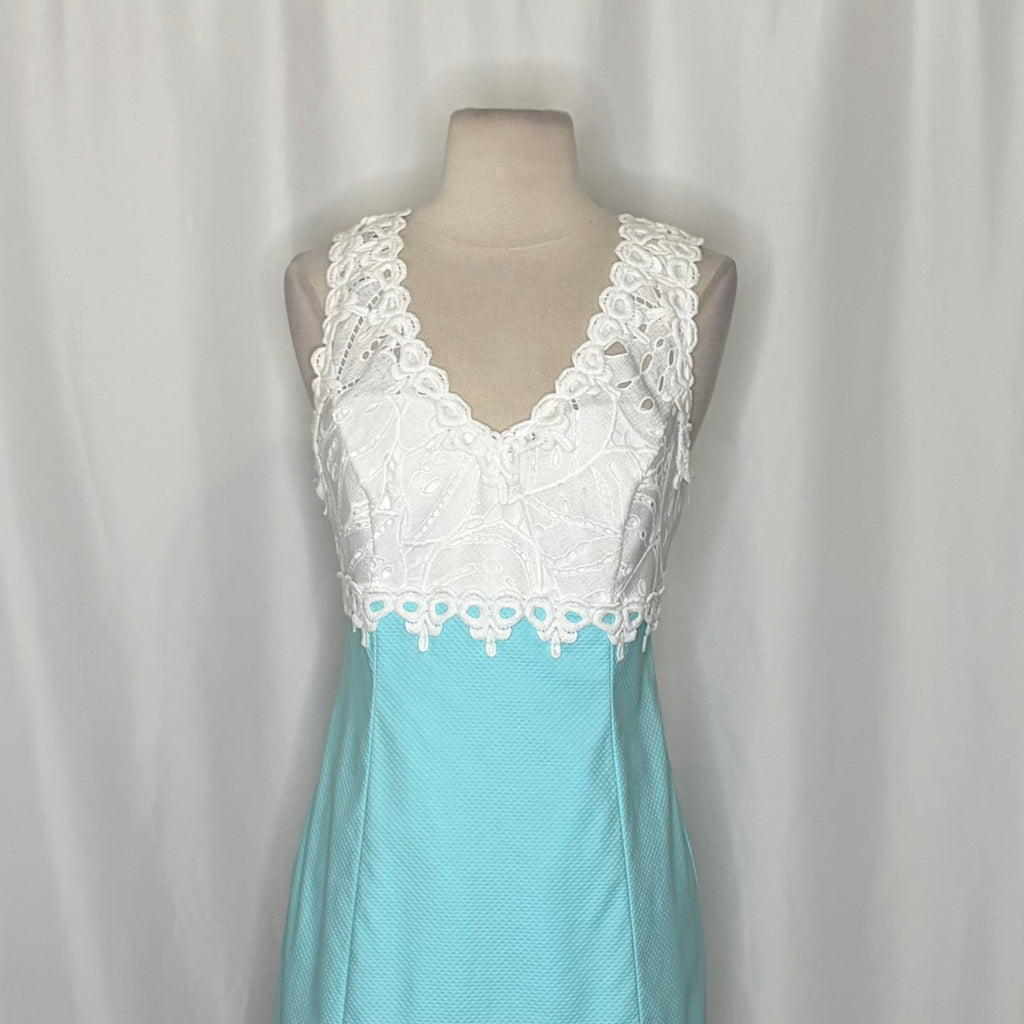 LILLY PULITZER Sandi Shift Dress Seasalt Blue White Lace Mini Preppy Size 4