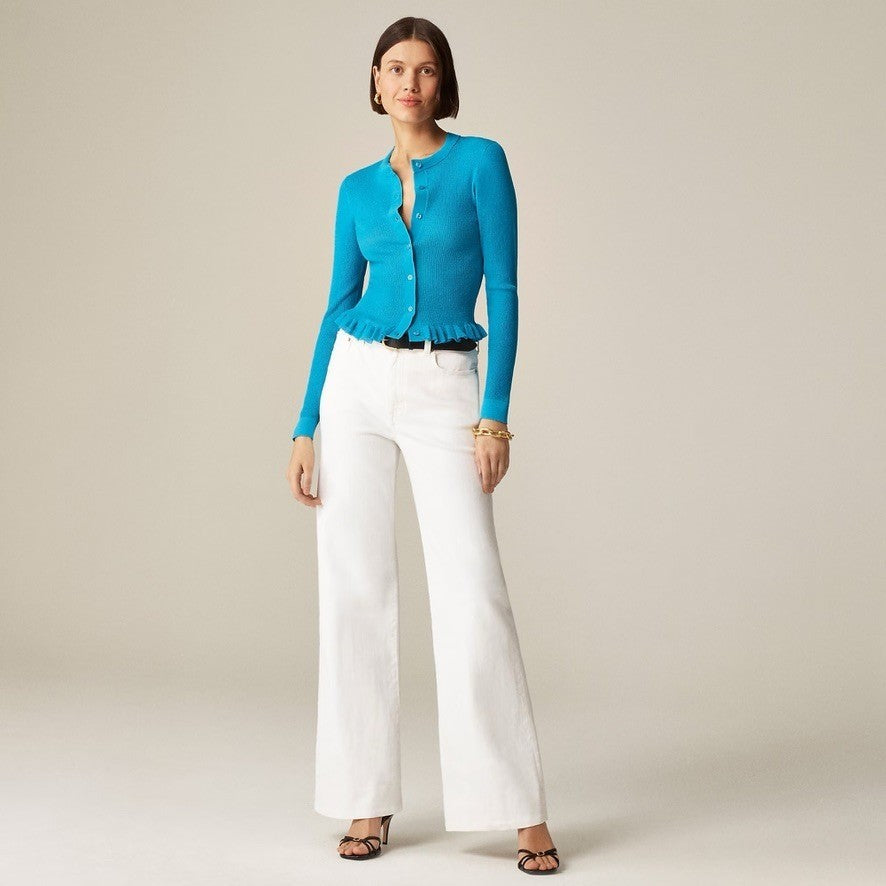 NWT!! J. CREW New High-Rise Denim Trouser Jeans White '96 Wide Leg Retro Size 32