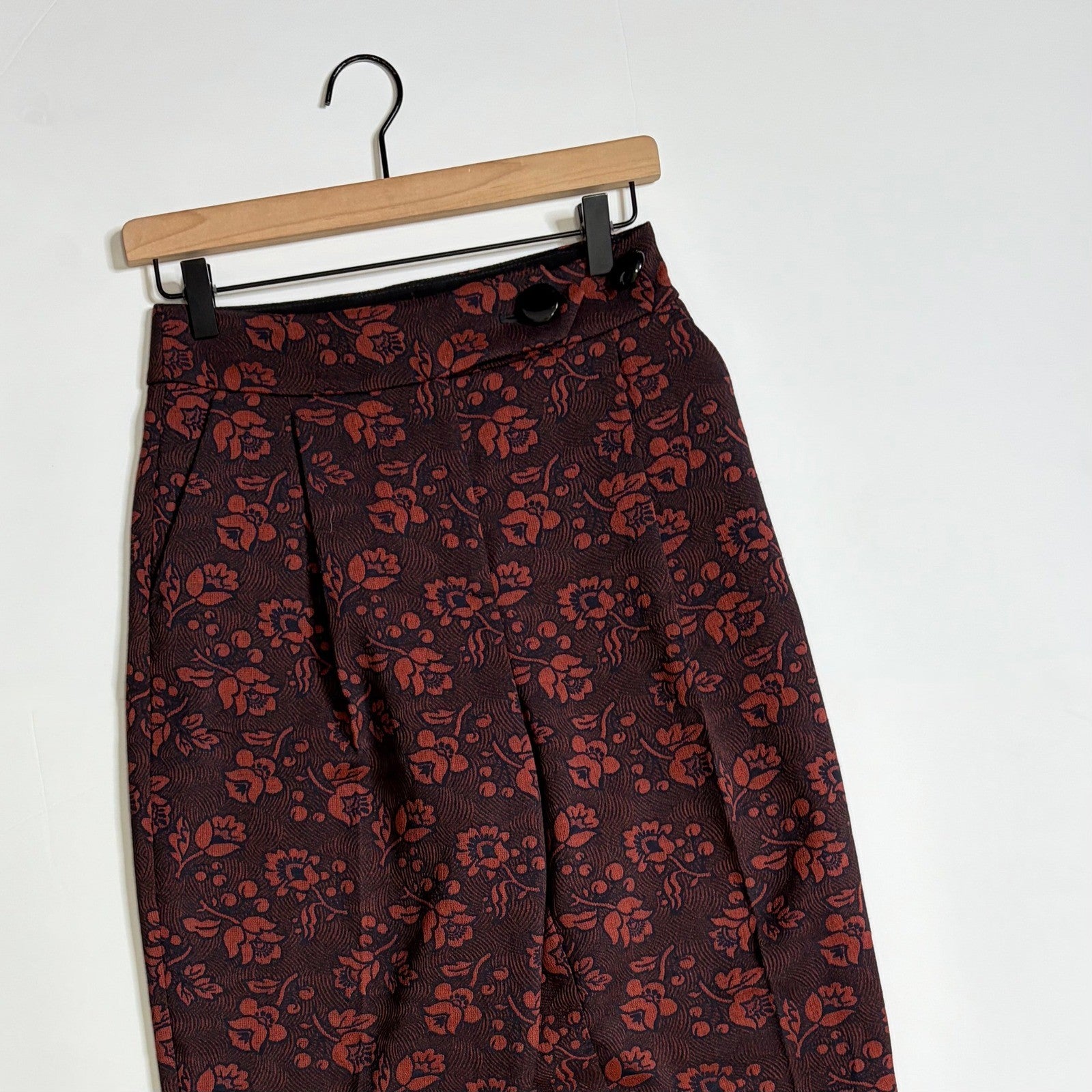Anthropologie MAEVE Floral Jacquard High-Rise Trousers Pants Tapered Office 2