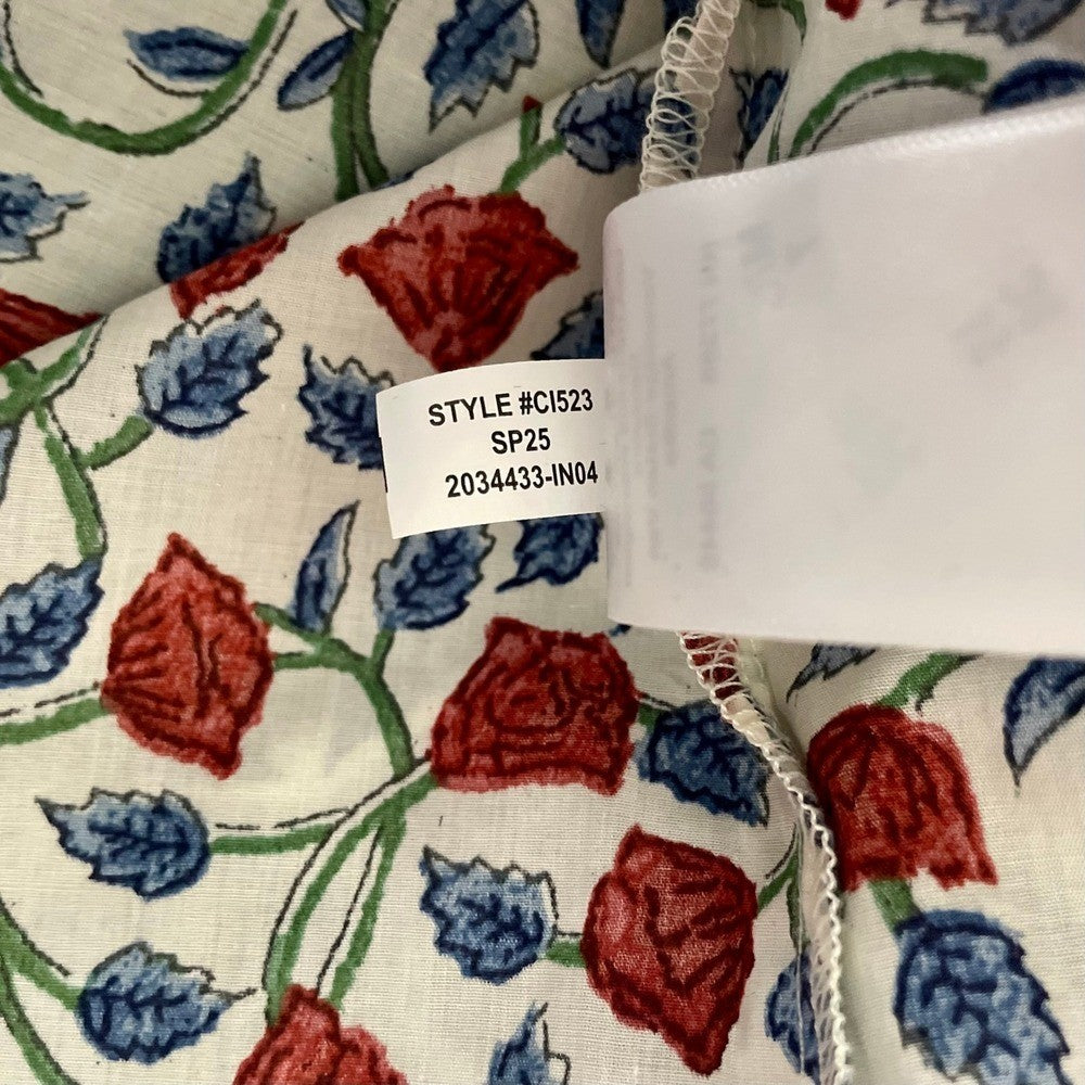 NWT!! J. CREW Shirred Popover Top Blouse Rosewood Floral Preppy Buttons X-Small