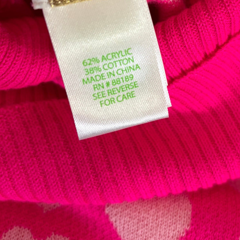 LILLY PULITZER Liggy Sweater Passion Fruit Pink Valentine Heart Jacquard Small