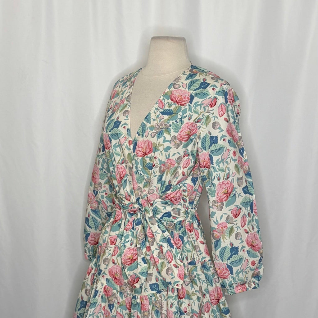 La Vie REBECCA TAYLOR Paint Garden Floral Dress Tie Waist Mini Spring Medium