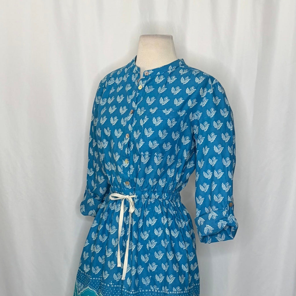 Anthropologie MEADOW RUE Anila Shirtdress Floral Blockprint Shirt Dress Size 4