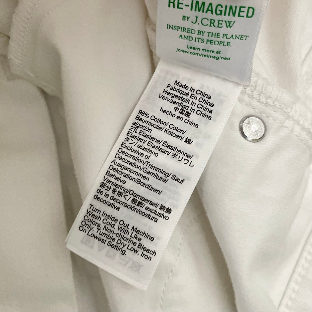 NWT!! J. CREW Tall Slim Straight '96 Retro Denim Jeans Solid White 31 Tall 31T