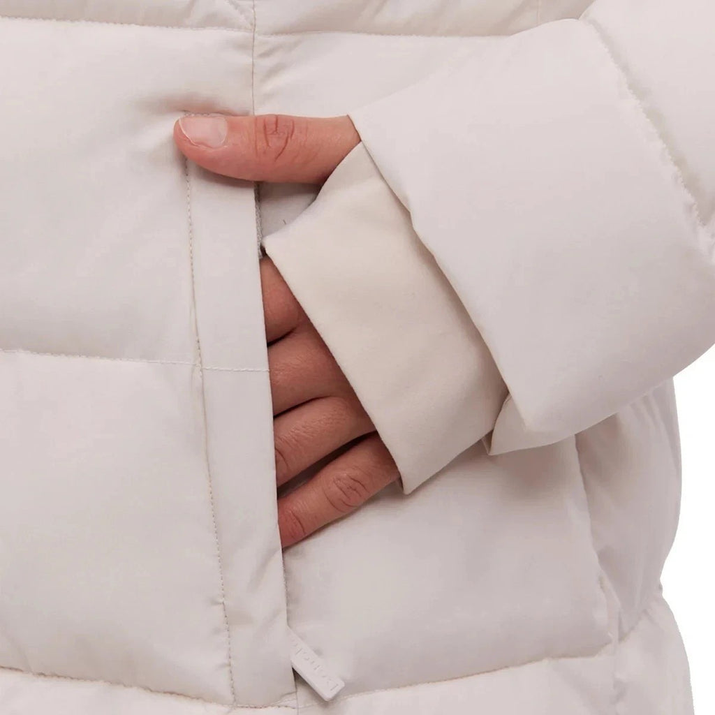 BENCH Long Hooded Puffer Coat Removable Hood Pockets Minimalist Quilted X-Small