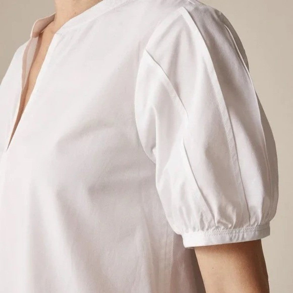 NWT!! J. CREW Delilah Dress Cotton Poplin Solid White Mini Ruffle Small Tall ST