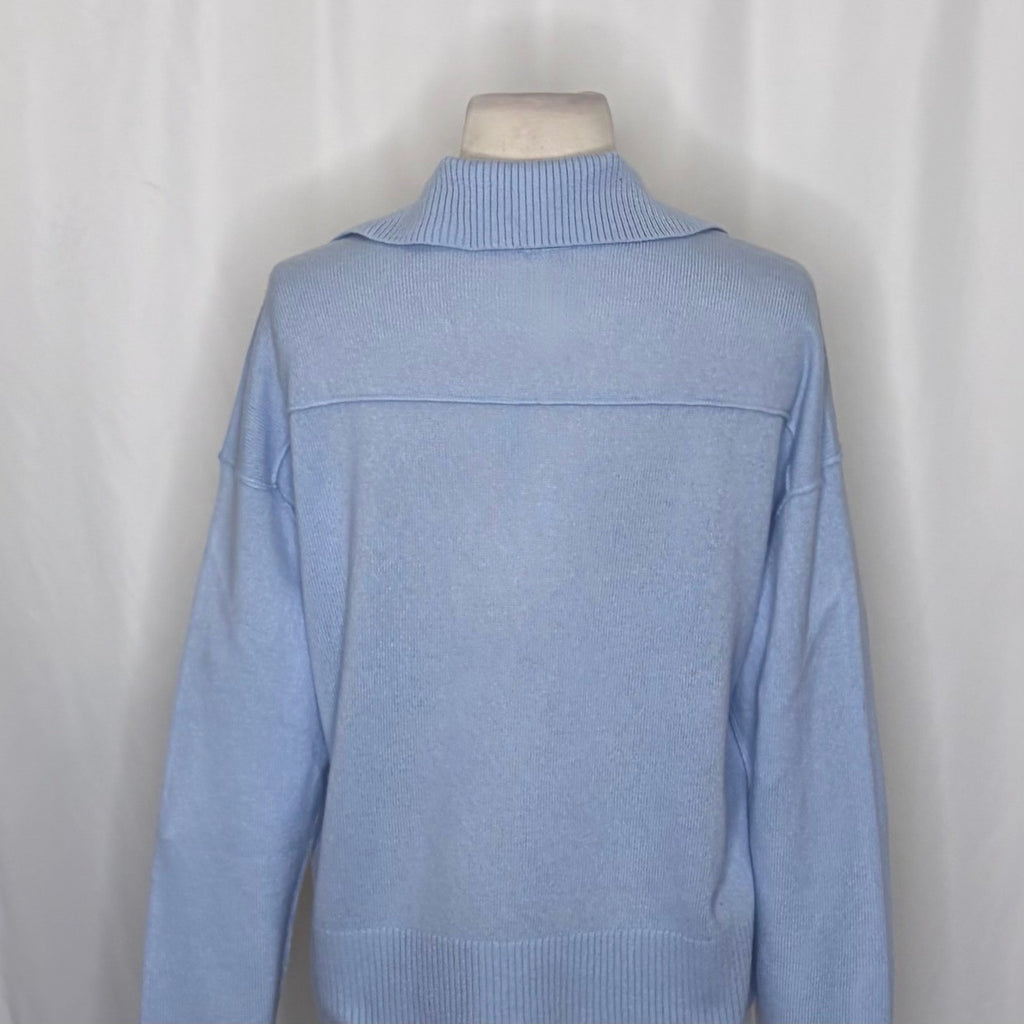 NEW! FREE PEOPLE Eloura Cashmere Henley Sweater Arctic Sky Blue Solid Knit XS