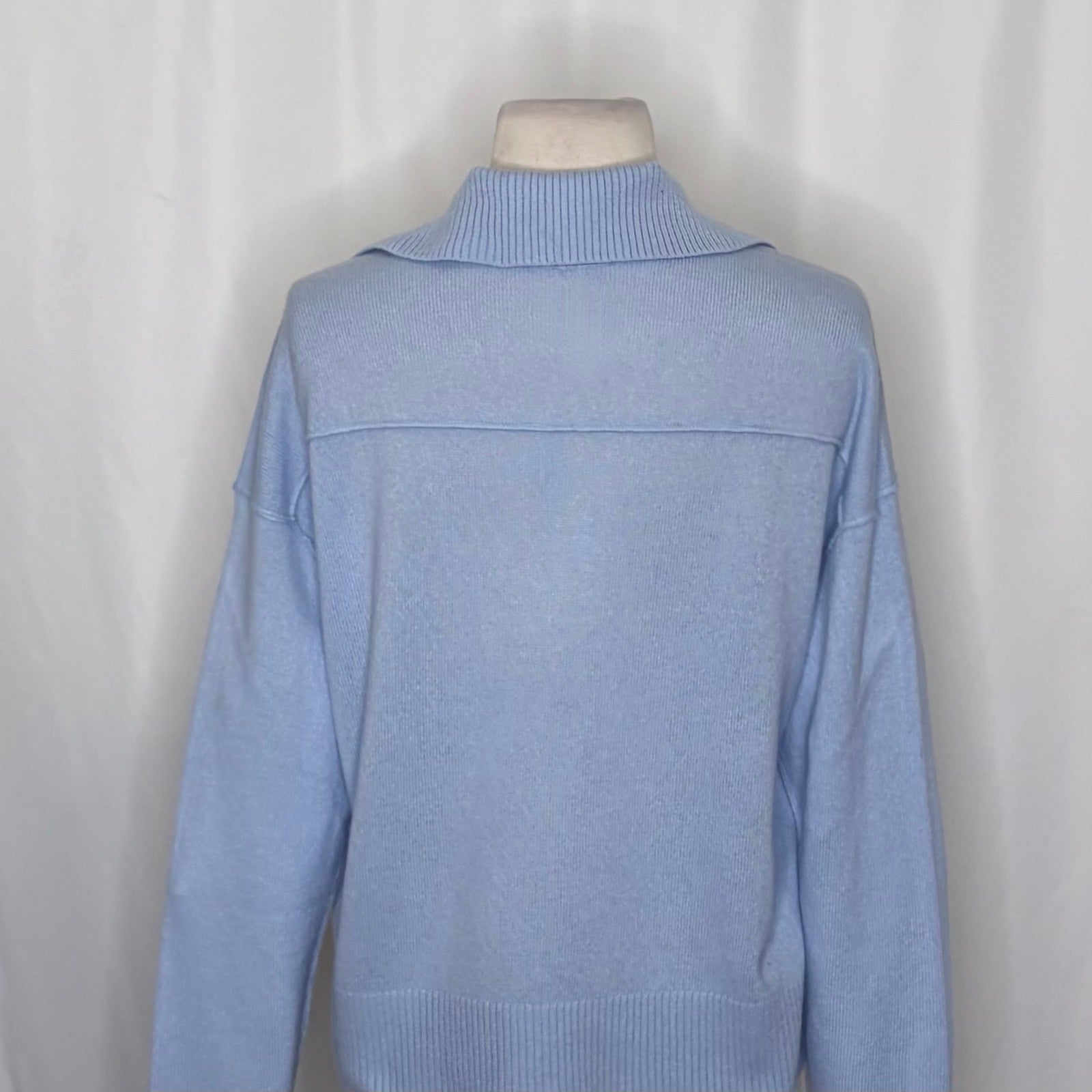 NEW! FREE PEOPLE Eloura Cashmere Henley Sweater Arctic Sky Blue Solid Knit XS