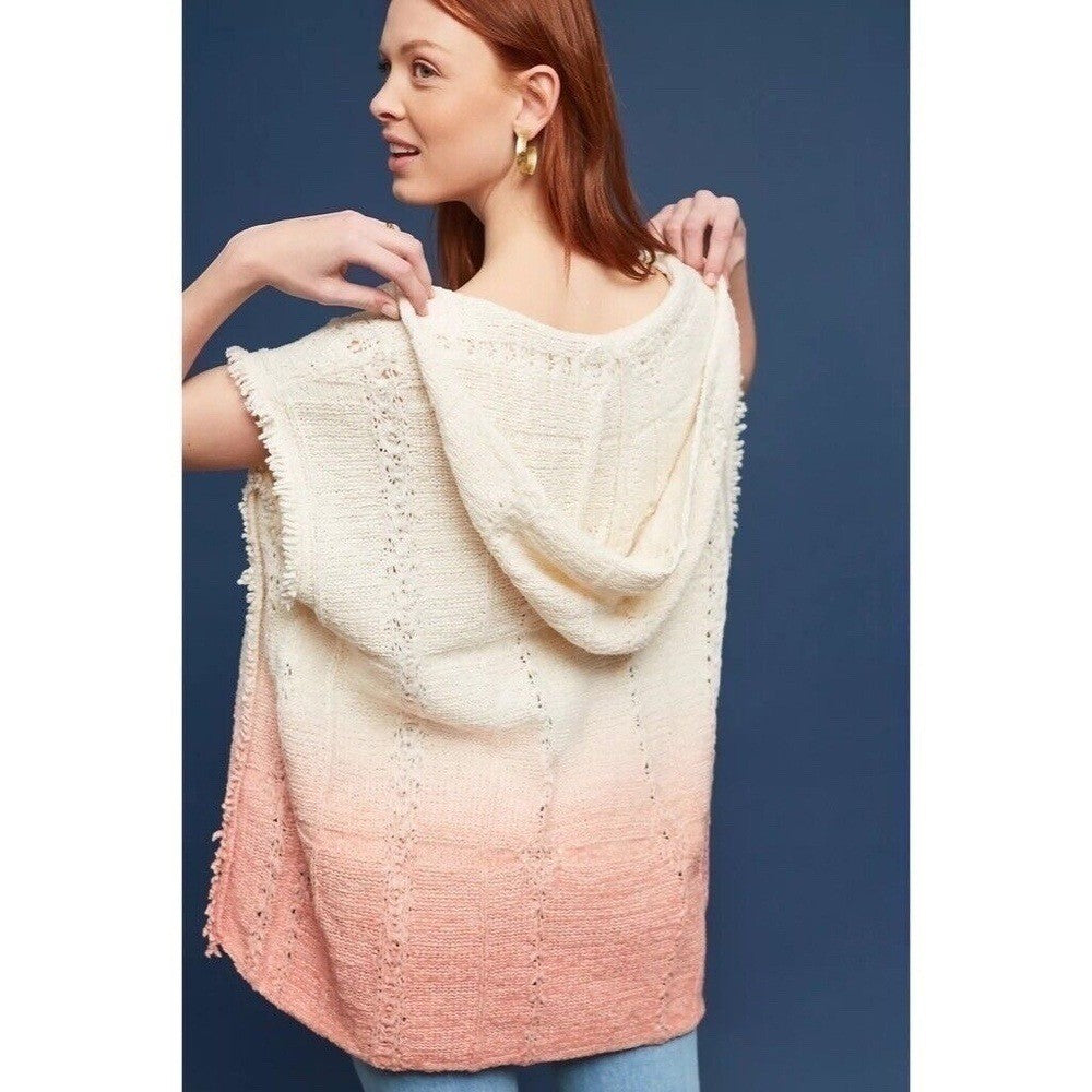 NWT!! Anthropologie MOTH Ombre Fringed Beachside Hoodie Sweater Medium Large
