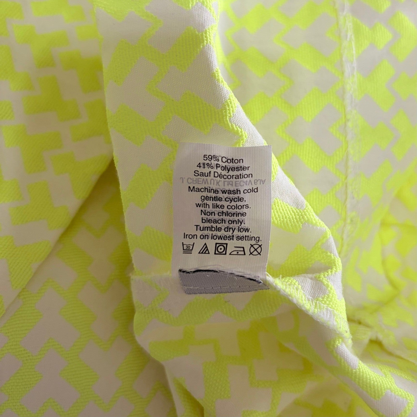 J. CREW Printed Shift Dress Neon Lime Green Retro Vacation Preppy Size 6