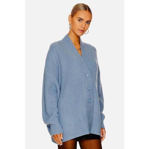 Revolve WEWOREWHAT Oversized Cardigan Sweater Chunky Knit Storm One Size