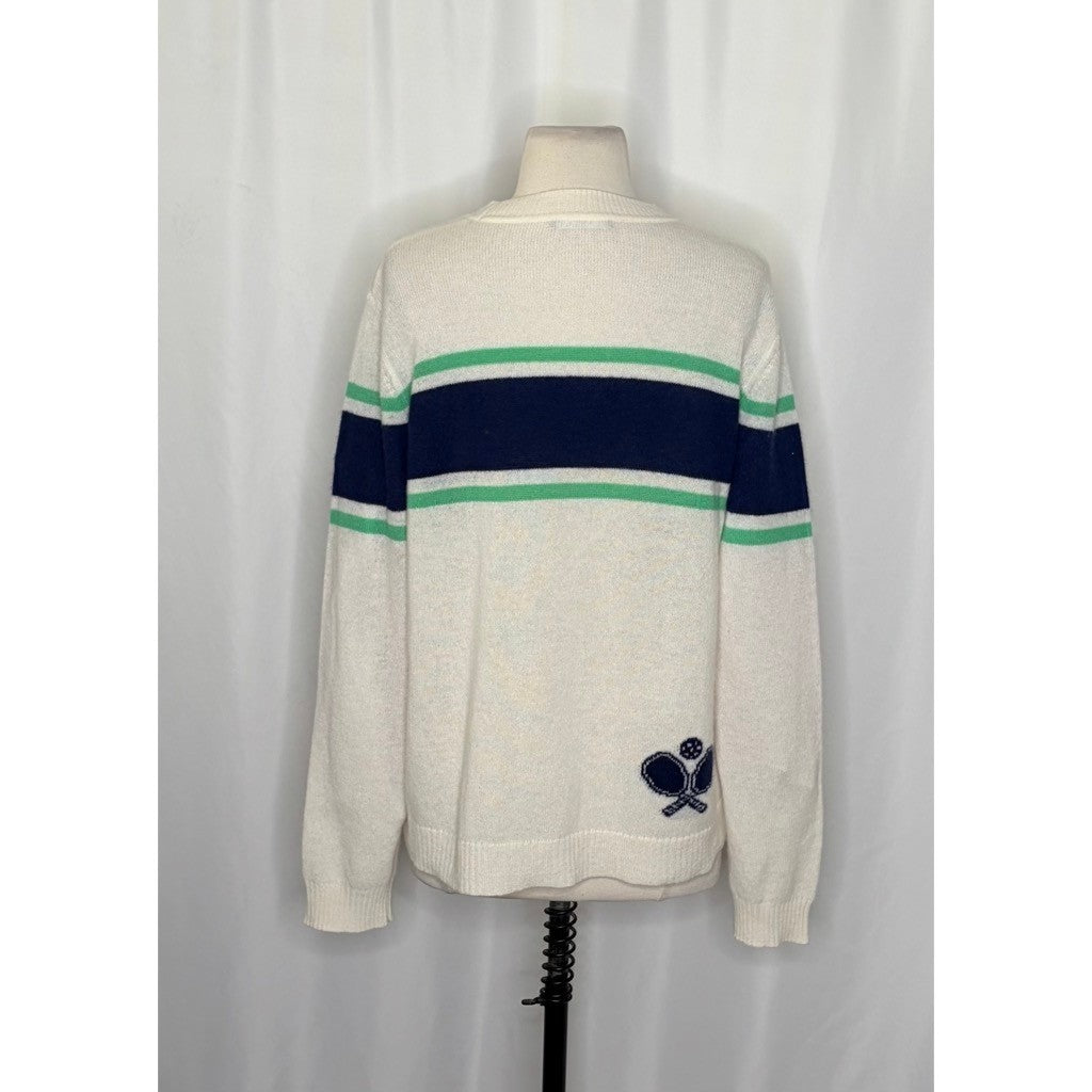 ALASHAN Cashmere Pickleball Sweater Pullover Sporty Text Script Preppy X-Large