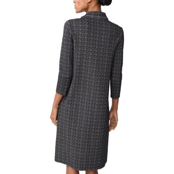 J. MCLAUGHLIN Mare Shift Dress Black White Mock Neck Button Shoudlers Small