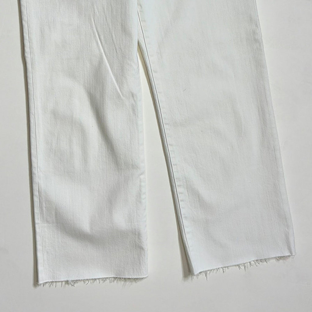 NWT!! J. CREW Curvy Slim Wide Denim Jeans Solid White Raw Hems Stretch Size 27