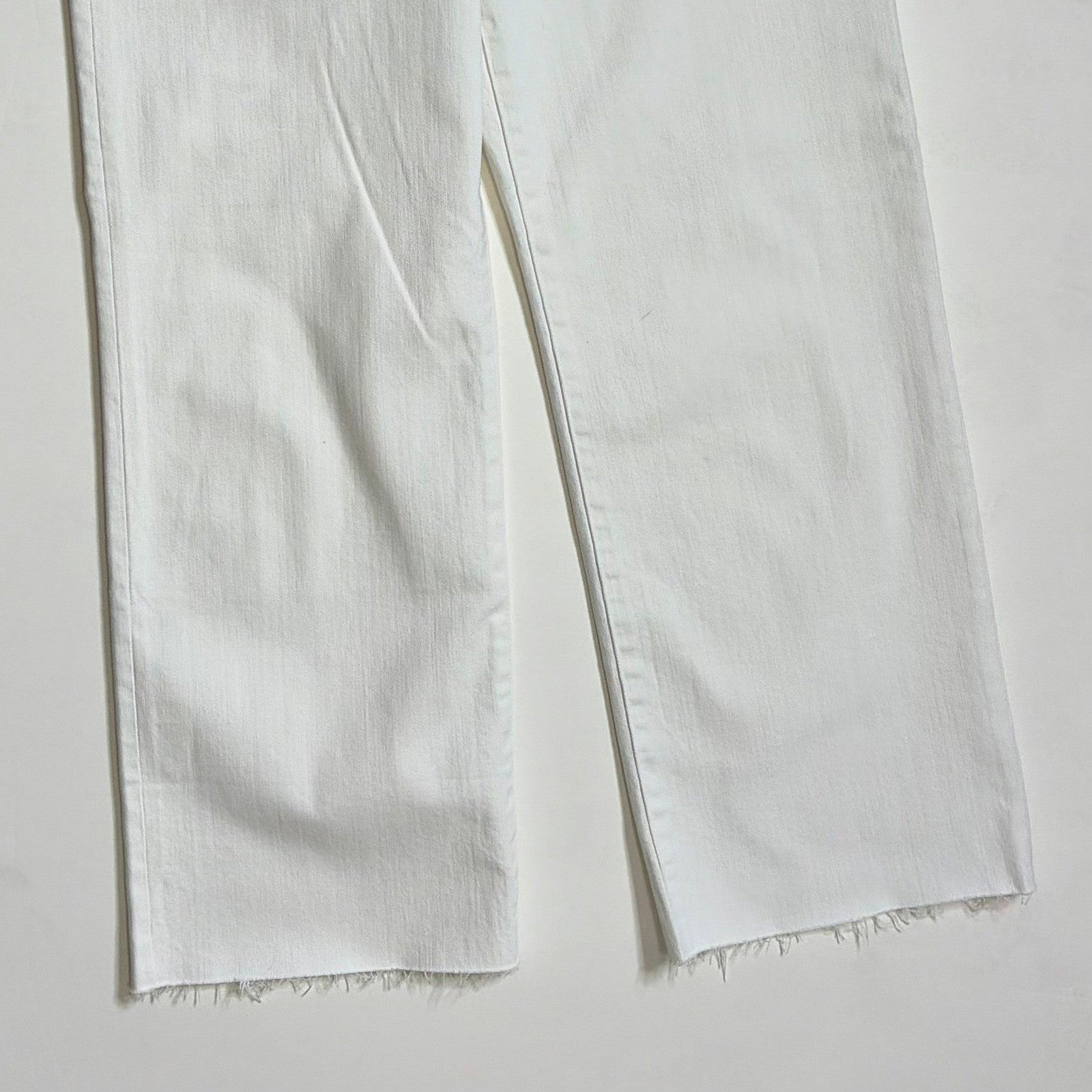 NWT!! J. CREW Curvy Slim Wide Denim Jeans Solid White Raw Hems Stretch Size 27