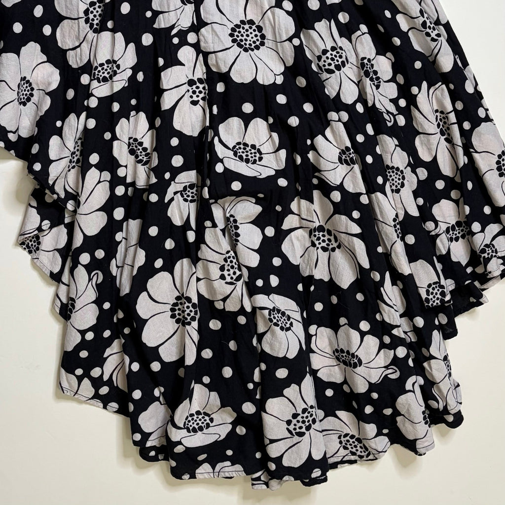 NWT!! FREE PEOPLE Poppy Printed Maxi Skirt Polka Dot Floral Black White Medium