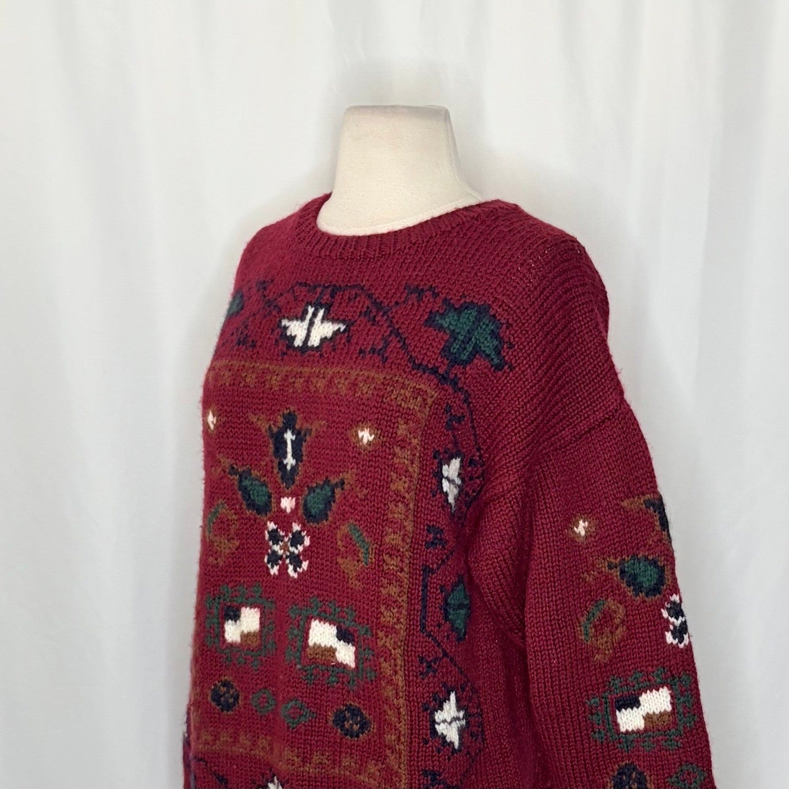 Vintage Studio MICHELLE STUART Wool Blend Geometric Sweater Hand Knit Small