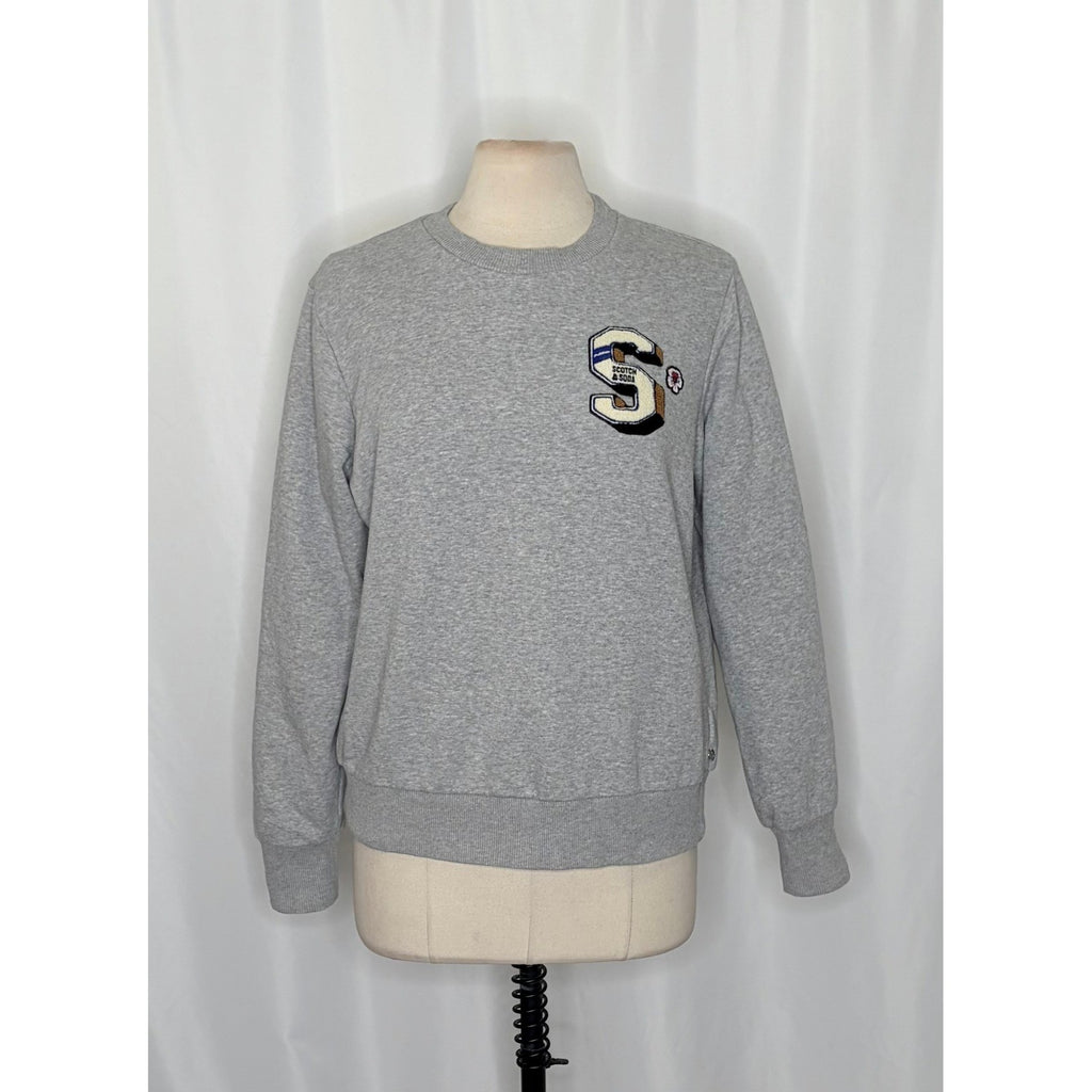 SCOTCH & SODA Artwork Crew Neck Sweatshirt Gray Monogram S Academia Medium