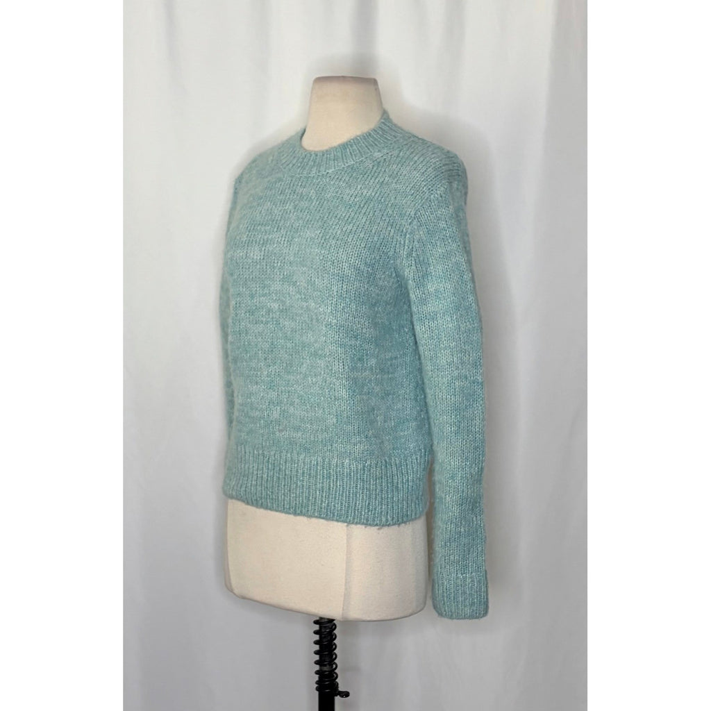 VINCE Italian Marled Alpaca Wool Knit Crew Neck Cozy Sweater Aqua Blue Small