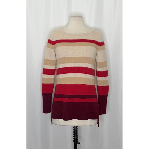 ATHLETA Cashmere Lodge Striped Sweater Pullover Chianti Multi Stripes Small